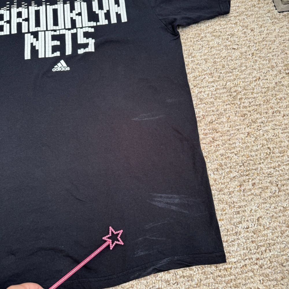 Adidas The Go To Tee Brooklyn Nets Black Large NBA Basketball Sports - Picture 8 of 8